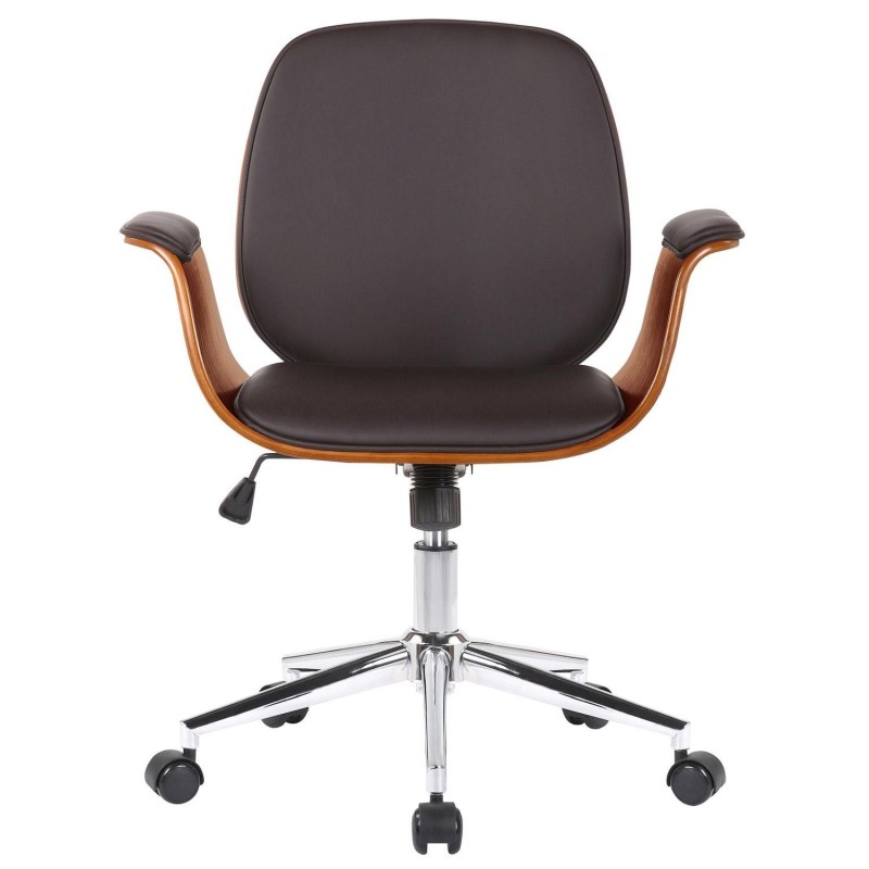 Silla de Oficina HAWAI en Madera Nogal y Piel color Negro