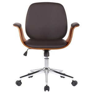 Silla de Oficina HAWAI en Madera Nogal y Piel color Negro