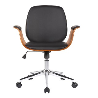 Silla de Oficina HAWAI en Madera Nogal y Piel color Negro 2