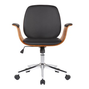 Silla de Oficina HAWAI en Madera Nogal y Piel color Negro