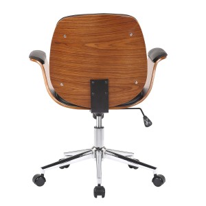 Silla de Oficina HAWAI en Madera Nogal y Piel color Negro