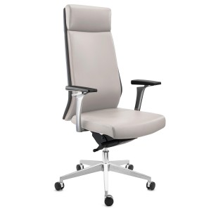 Sillón de oficina PERONI, exclusivo diseño, en cuero gris