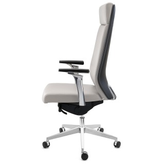 Sillón de oficina PERONI, exclusivo diseño, en cuero gris 2