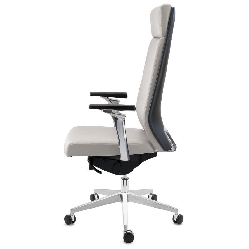 Sillón de oficina PERONI, exclusivo diseño, en cuero gris