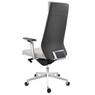 Sillón de oficina PERONI, exclusivo diseño, en cuero gris 2