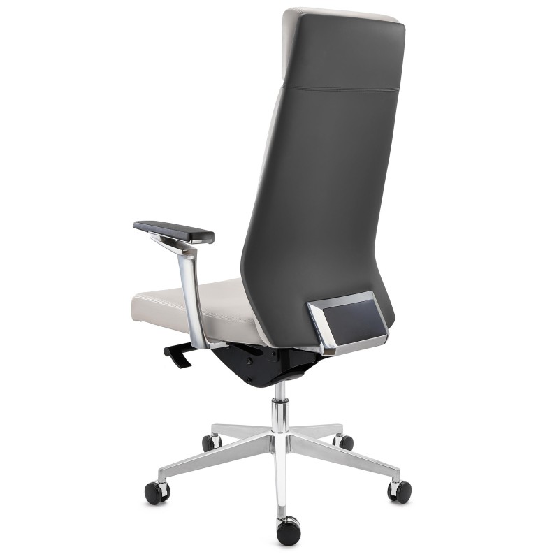 Sillón de oficina PERONI, exclusivo diseño, en cuero gris