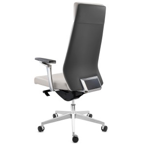 Sillón de oficina PERONI, exclusivo diseño, en cuero gris