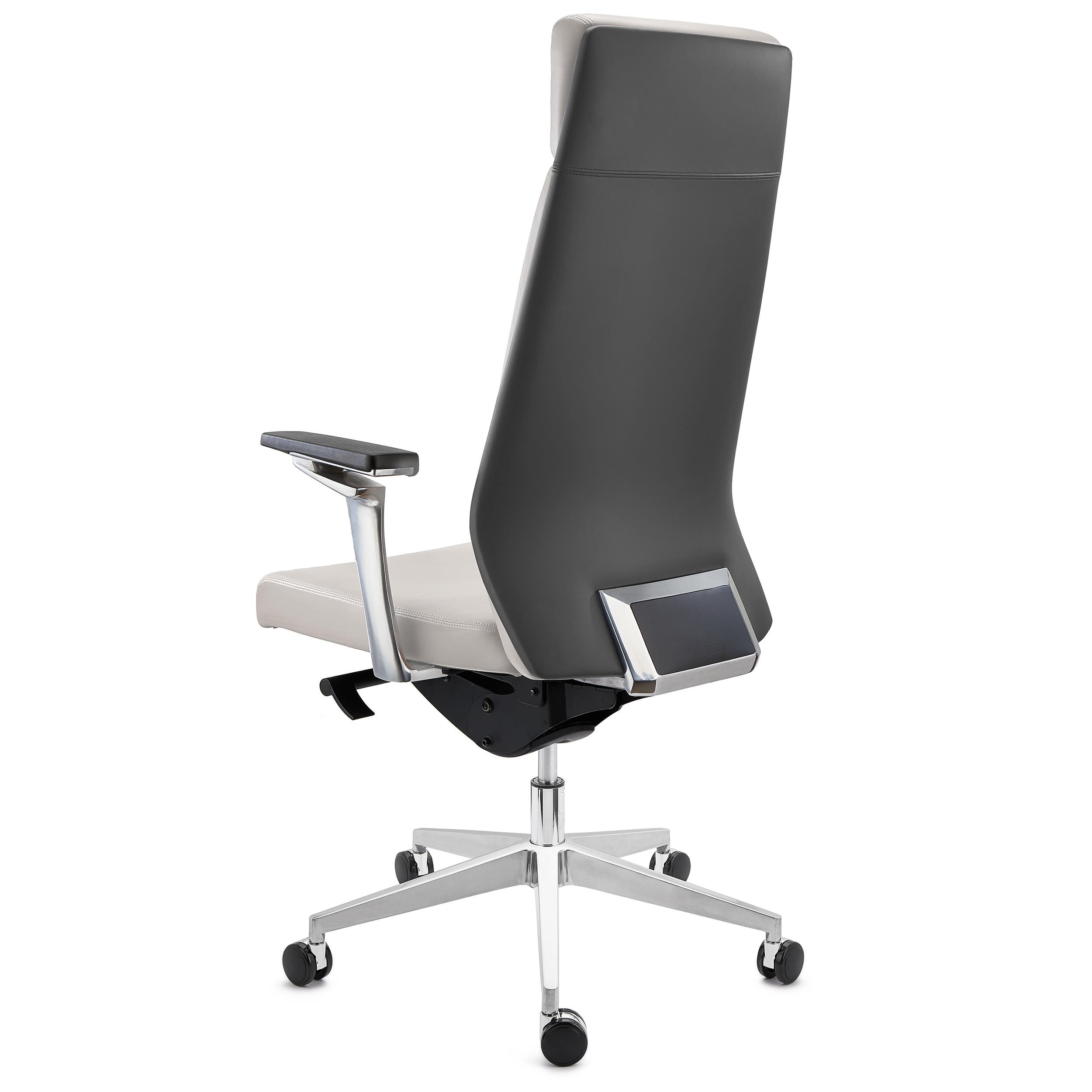 Sillón de Oficina PERONI, Elegancia y Comodidad, Uso Profesional 8H, Gran Calidad, Piel Gris