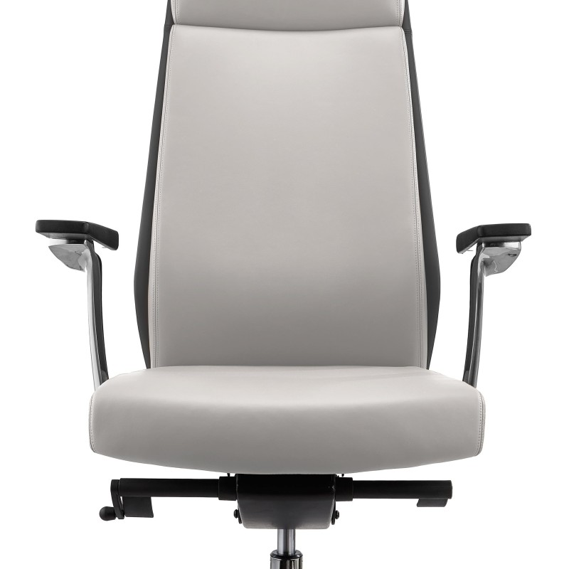 Sillón de oficina PERONI, exclusivo diseño, en cuero gris