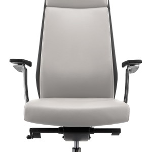 Sillón de oficina PERONI, exclusivo diseño, en cuero gris