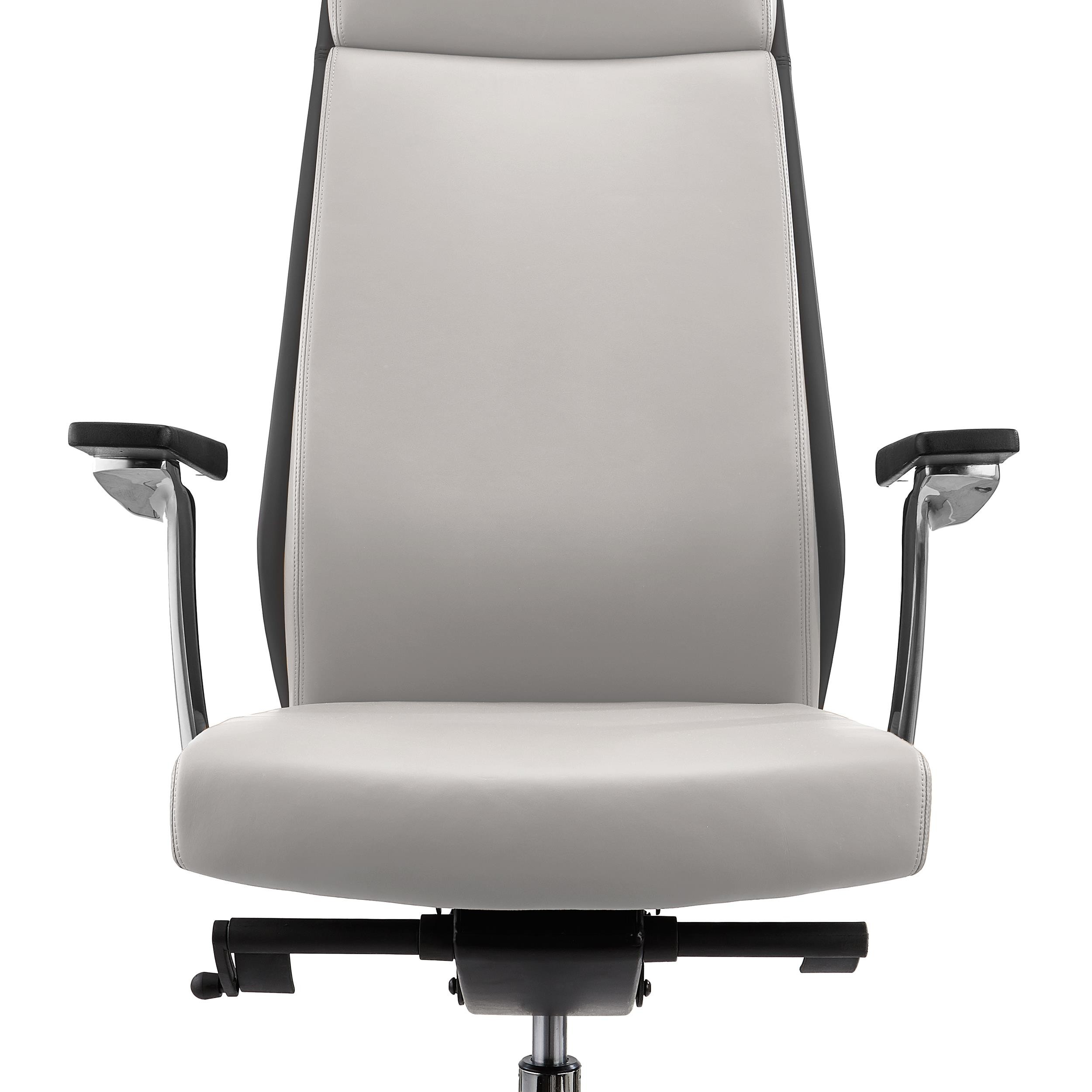Sillón de Oficina PERONI, Elegancia y Comodidad, Uso Profesional 8H, Gran Calidad, Piel Gris