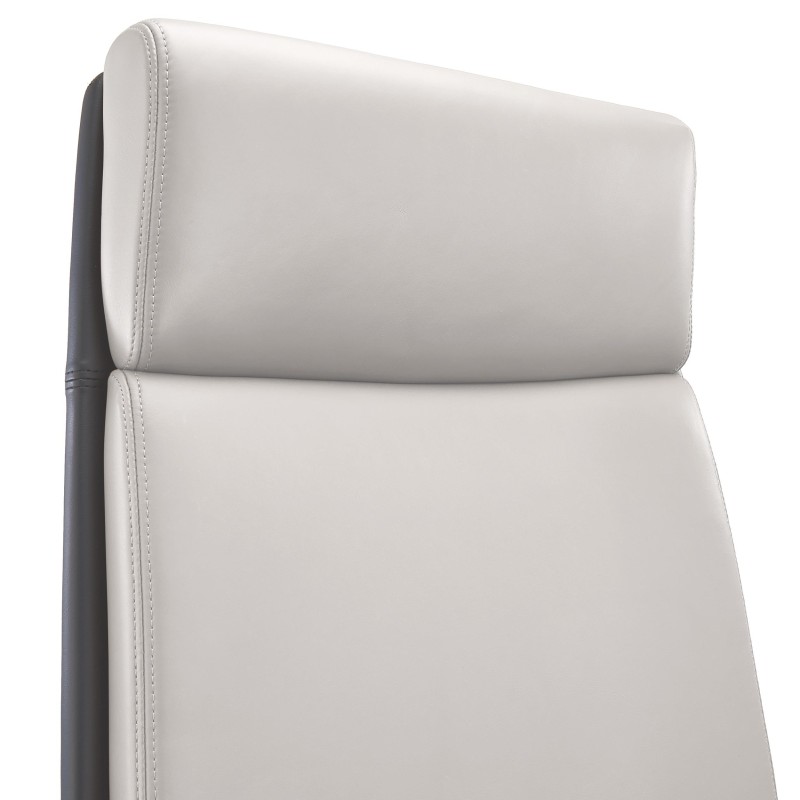 Sillón de oficina PERONI, exclusivo diseño, en cuero gris