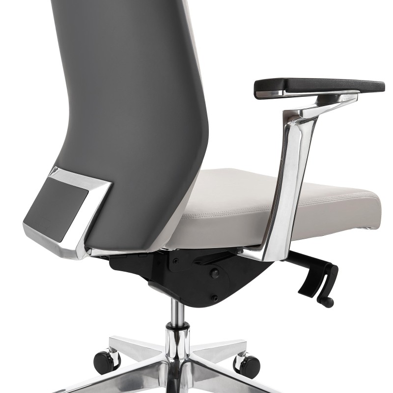 Sillón de oficina PERONI, exclusivo diseño, en cuero gris