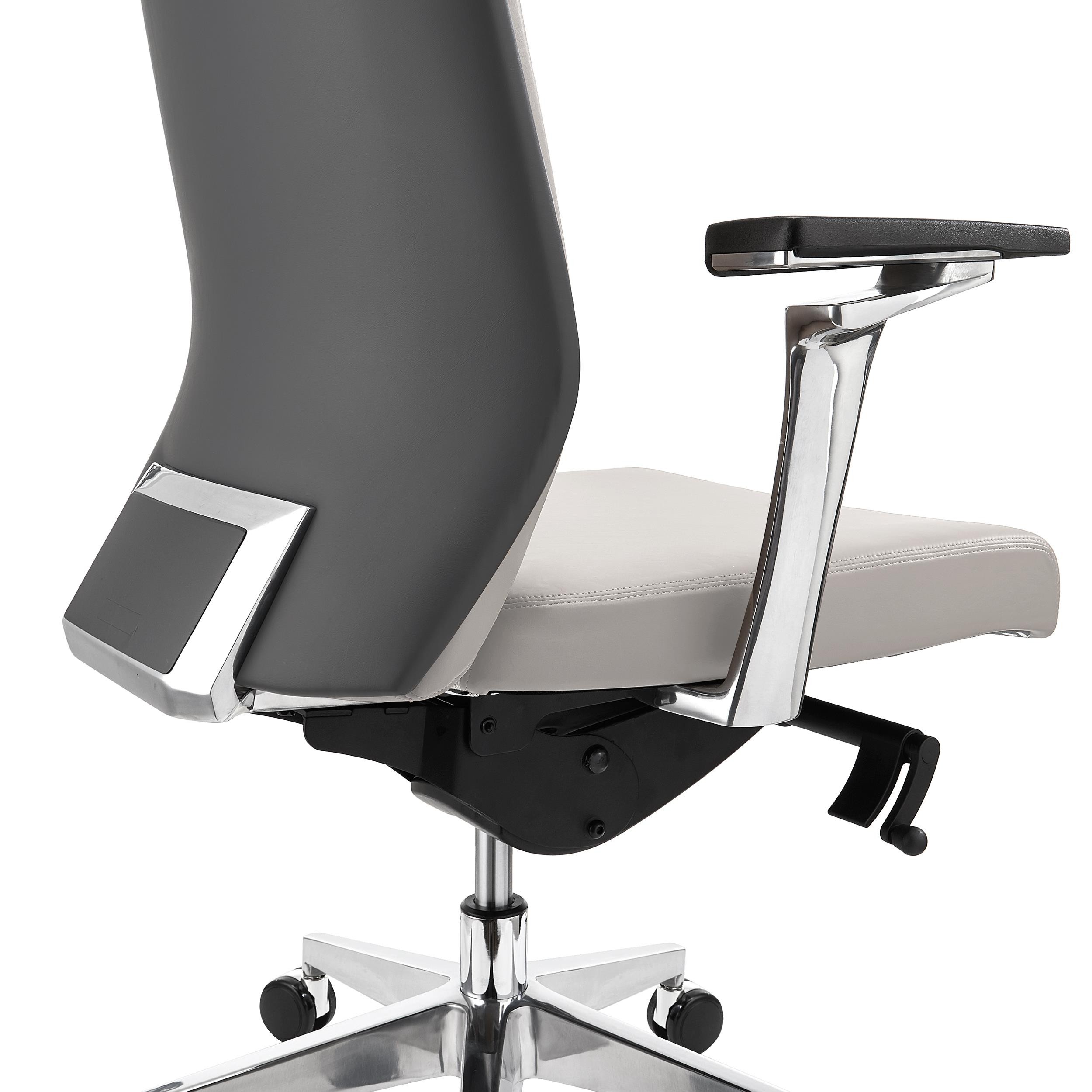 Sillón de Oficina PERONI, Elegancia y Comodidad, Uso Profesional 8H, Gran Calidad, Piel Gris