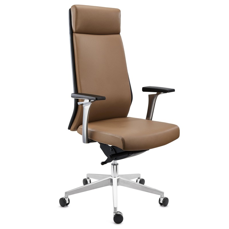 Sillón de oficina PERONI, exclusivo diseño, en cuero gris