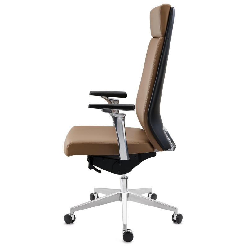 Sillón de oficina PERONI, exclusivo diseño, en cuero gris