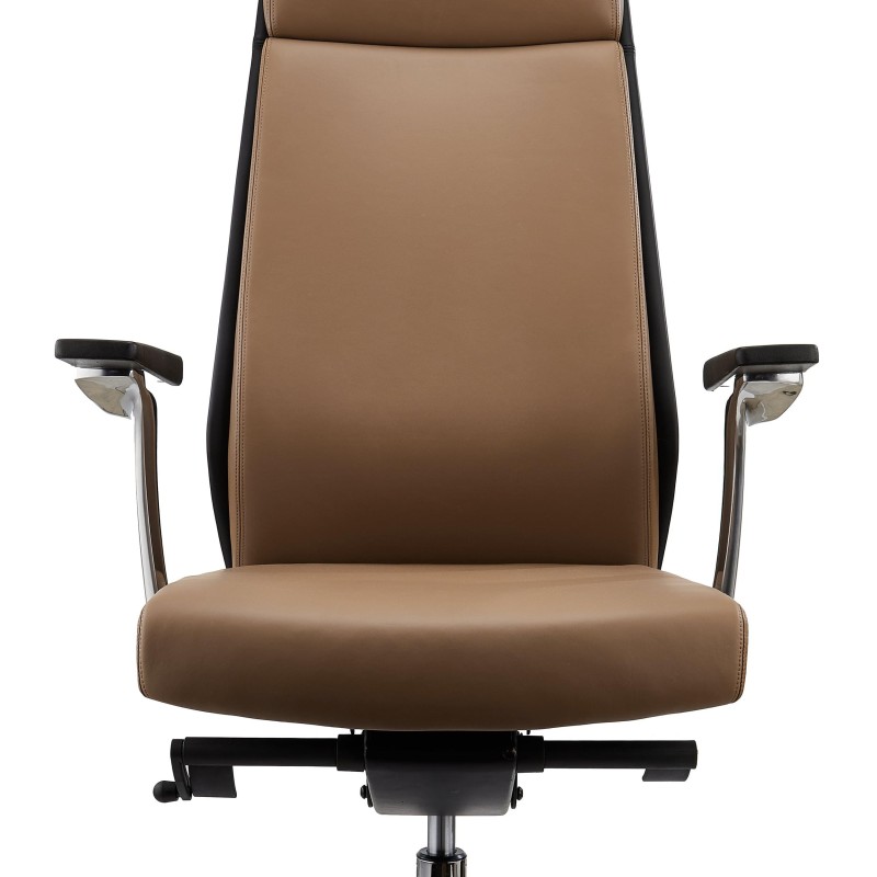 Sillón de oficina PERONI, exclusivo diseño, en cuero gris