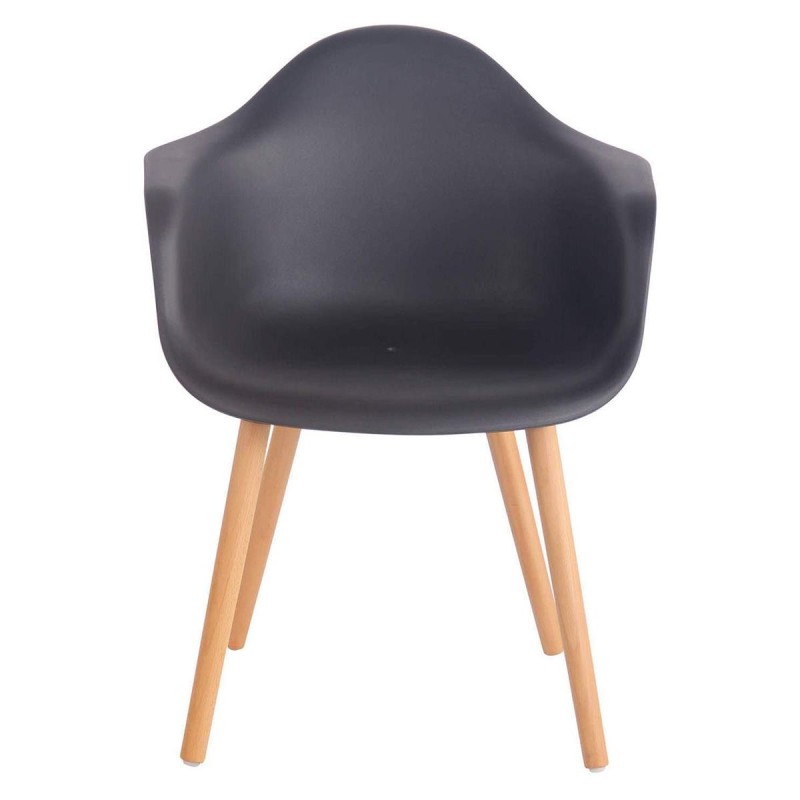 Silla de Confidente MARA, Patas de Madera Claras, color Negro