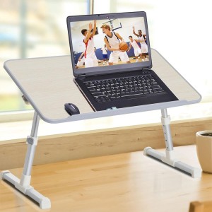 Mesa auxiliar/Soporte para ordenador portátil ROBY color Roble y Plata