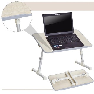 Mesa auxiliar/Soporte para ordenador portátil ROBY color Roble y Plata 2
