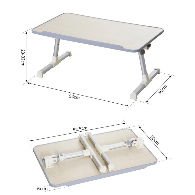 Mesa auxiliar/Soporte para ordenador portátil ROBY color Roble y Plata