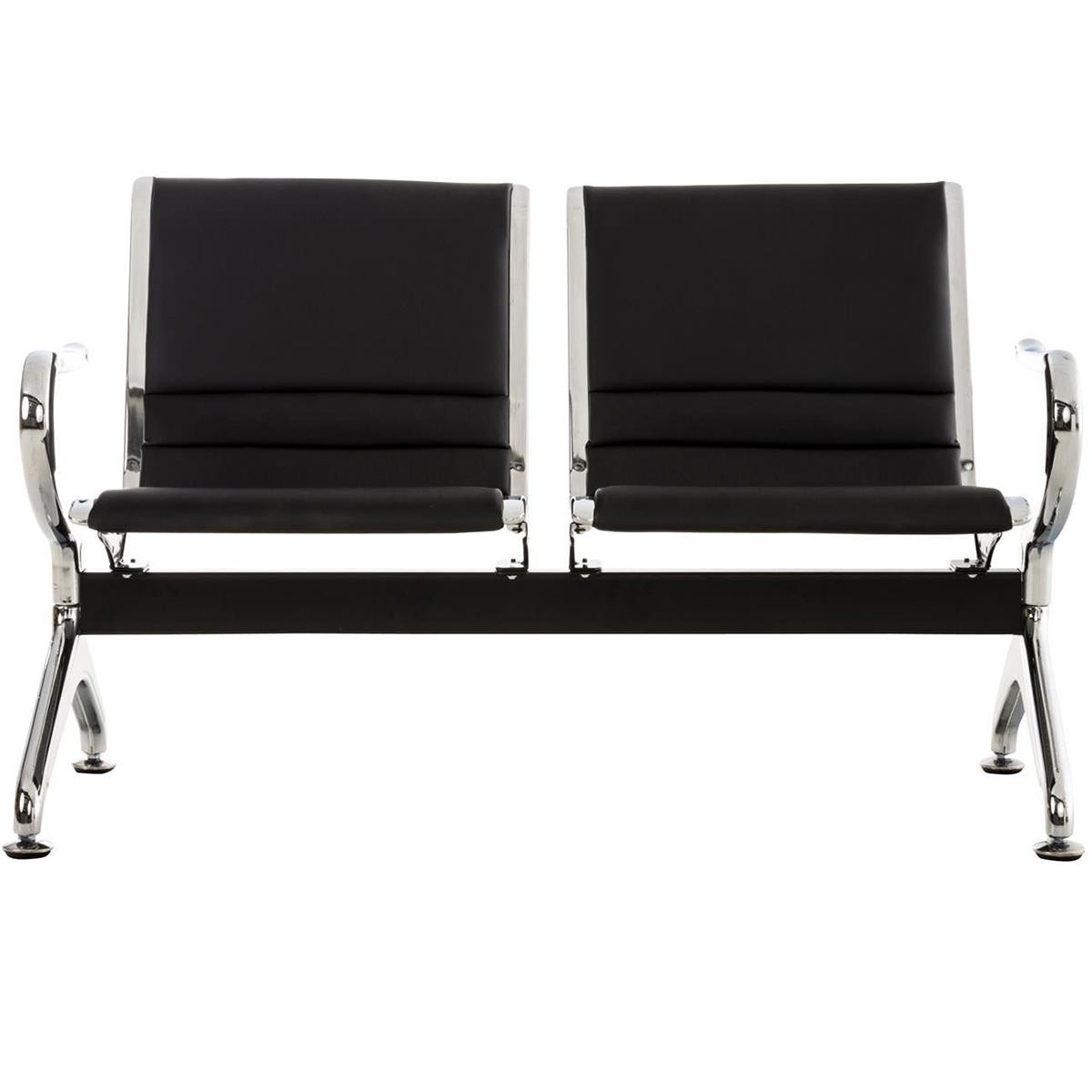 Bancada 2 Asientos AURORA, Estructura Metal, Asiento en Piel, color Negro