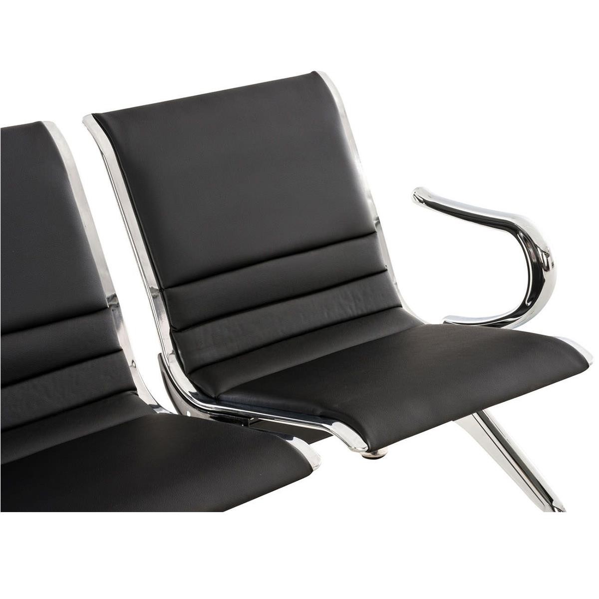 Bancada 2 Asientos AURORA, Estructura Metal, Asiento en Piel, color Negro
