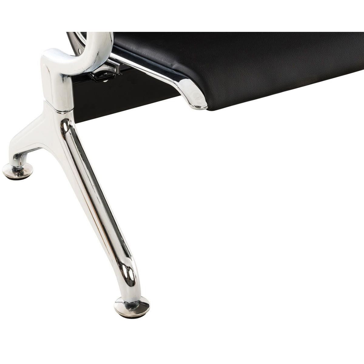 Bancada 2 Asientos AURORA, Estructura Metal, Asiento en Piel, color Negro
