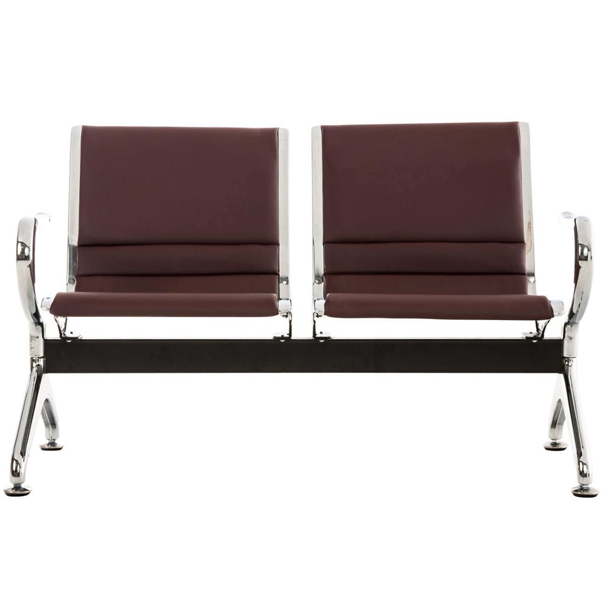 Bancada 2 Asientos AURORA, Estructura Metal, Asiento en Piel, color Negro