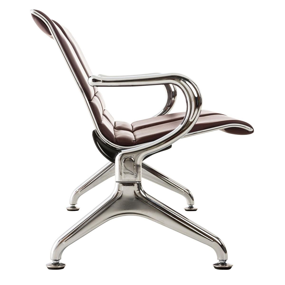 Bancada 2 Asientos AURORA, Estructura Metal, Asiento en Piel, color Negro