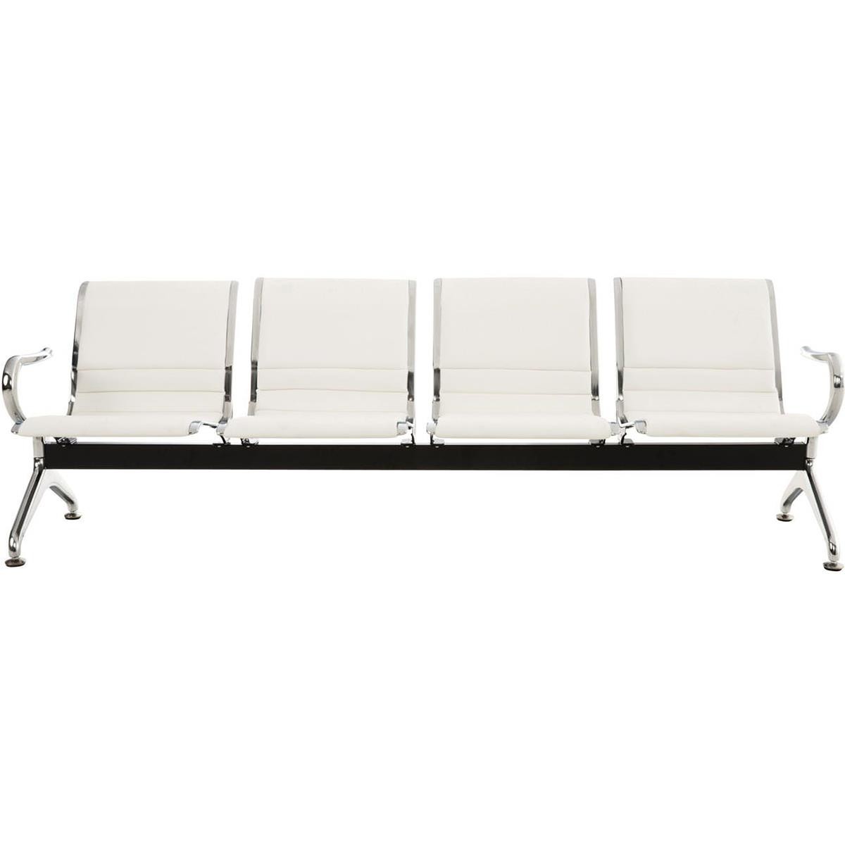 Bancada 4 Asientos AURORA, Estructura Metal, Asiento en Piel, color Negro