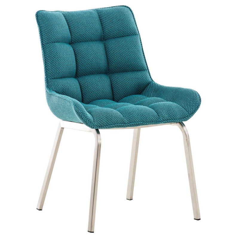 Silla de Confidente TANGO, Patas Acero Inoxidable, en Tela color Azul