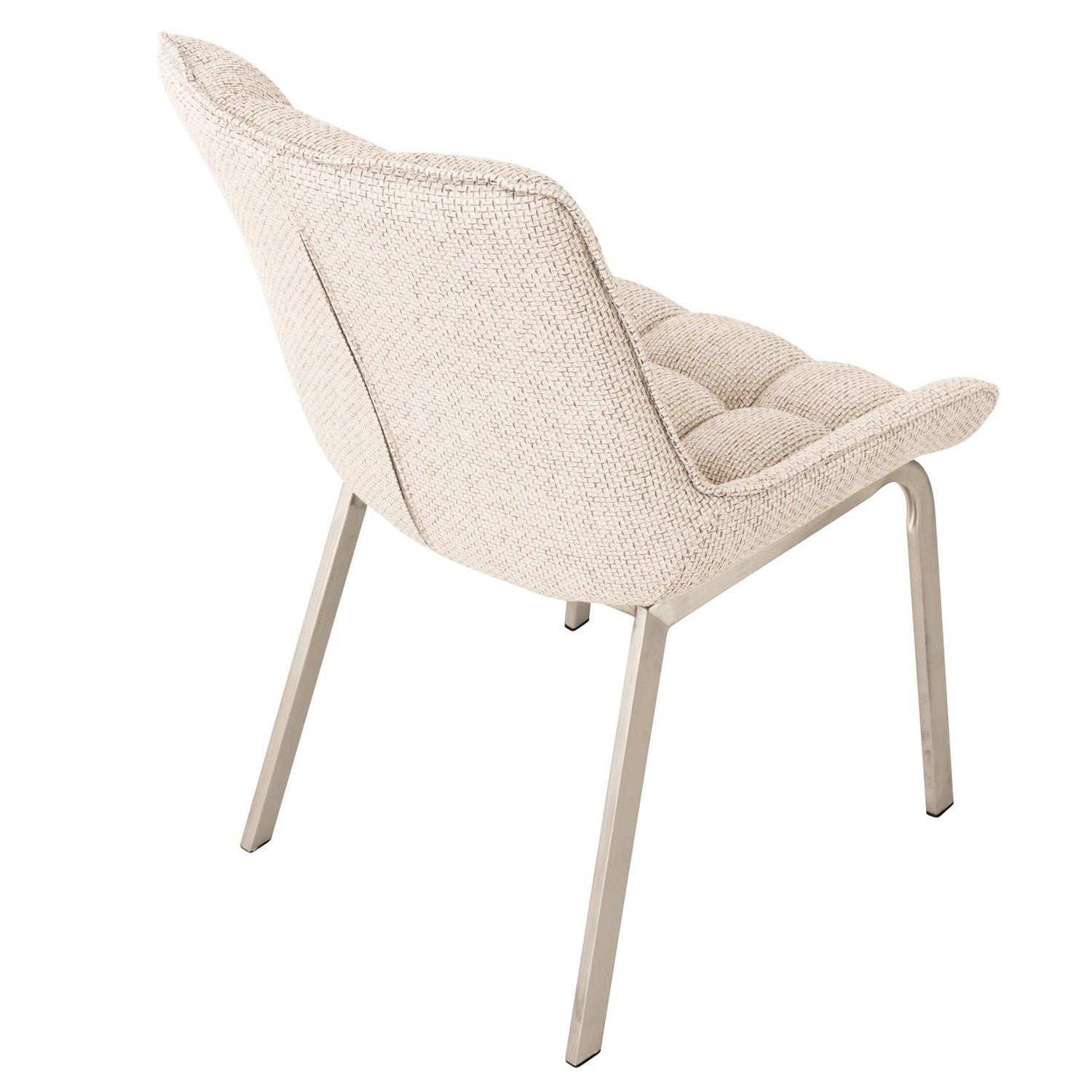 Silla de Confidente TANGO, Gran Acolchado, Patas Acero Inoxidable, en Tela color Azul