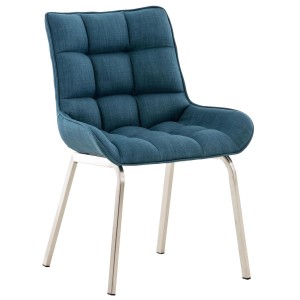 Silla de Confidente TANGO, Patas Acero Inoxidable, en Tela color Azul