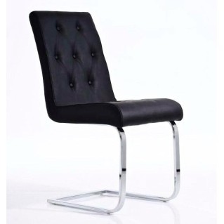 Silla de Confidente VICOR, tapizado estilo capitoné, Piel Negro