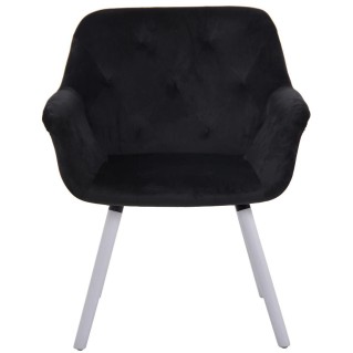 Silla de Confidente SANDRA, Patas Blancas, en Terciopelo color Negro 2