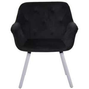 Silla de Confidente SANDRA, Patas Blancas, en Terciopelo color Negro