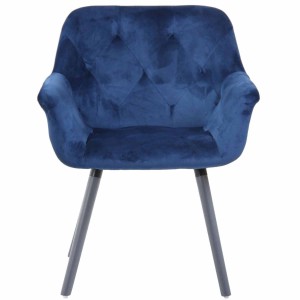 Silla de Confidente SANDRA, Patas Grises, en Terciopelo color Azul
