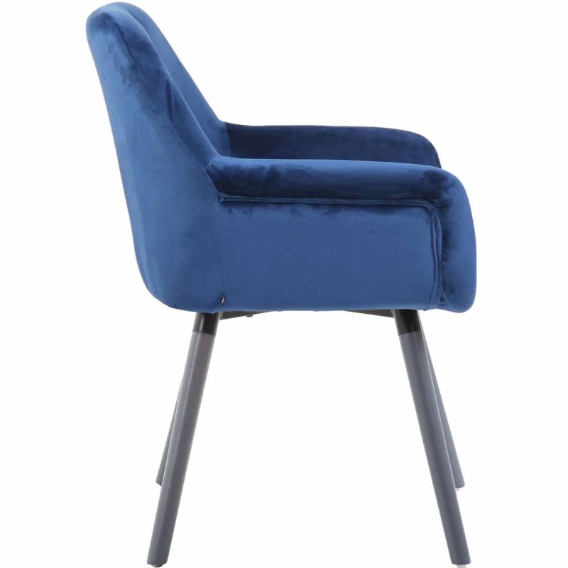 Silla de Confidente SANDRA, Patas Grises, en Terciopelo color Azul