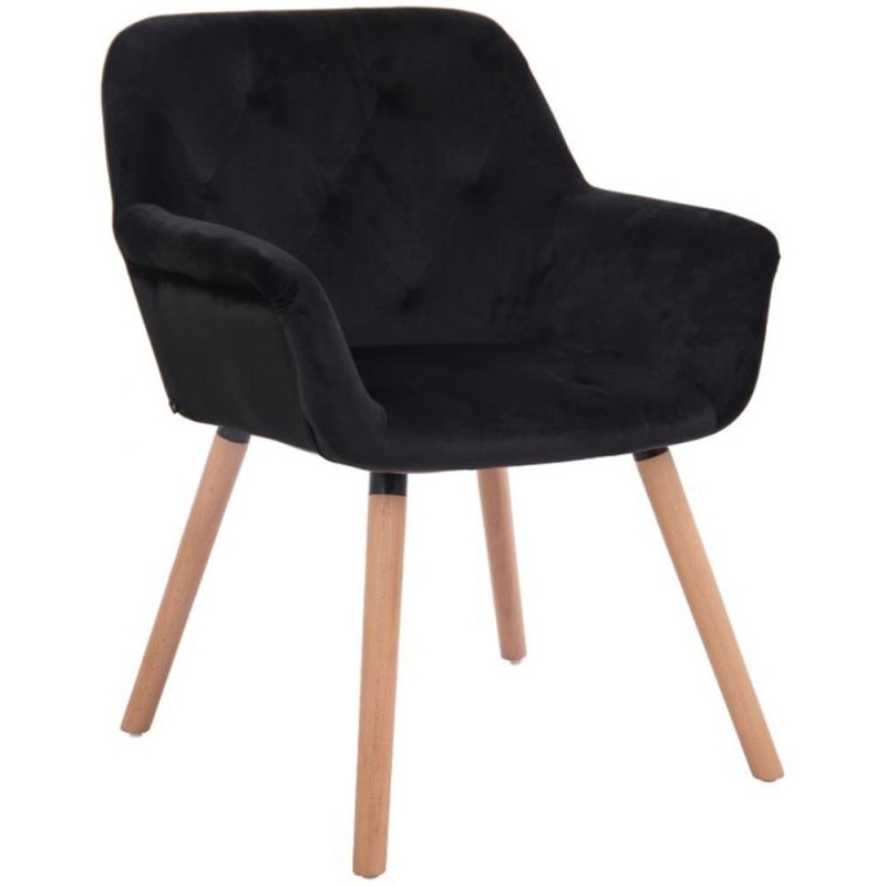 Silla de Confidente SANDRA, Patas Claras, en Terciopelo color Negro