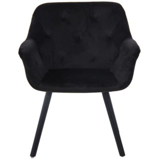 Silla de Confidente SANDRA, Patas Negras, en Terciopelo color Negro 2