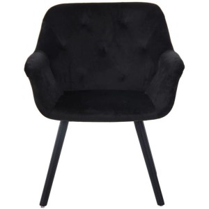 Silla de Confidente SANDRA, Patas Negras, en Terciopelo color Negro