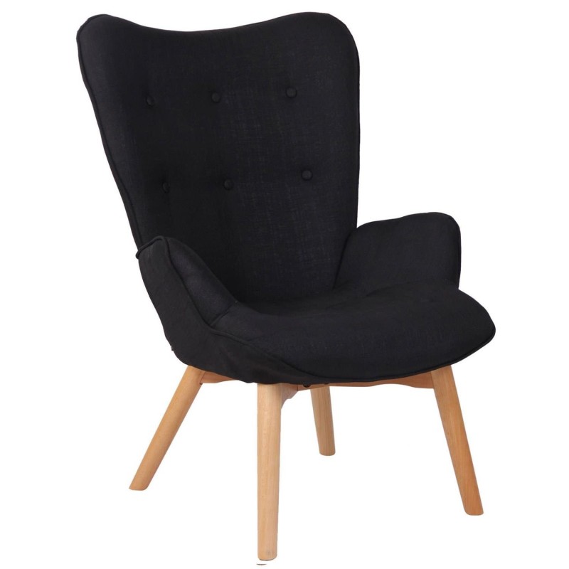 Silla de Confidente VILMA, Patas Claras, en Tela color Negro