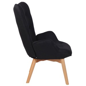 Silla de Confidente VILMA, Patas Claras, en Tela color Negro