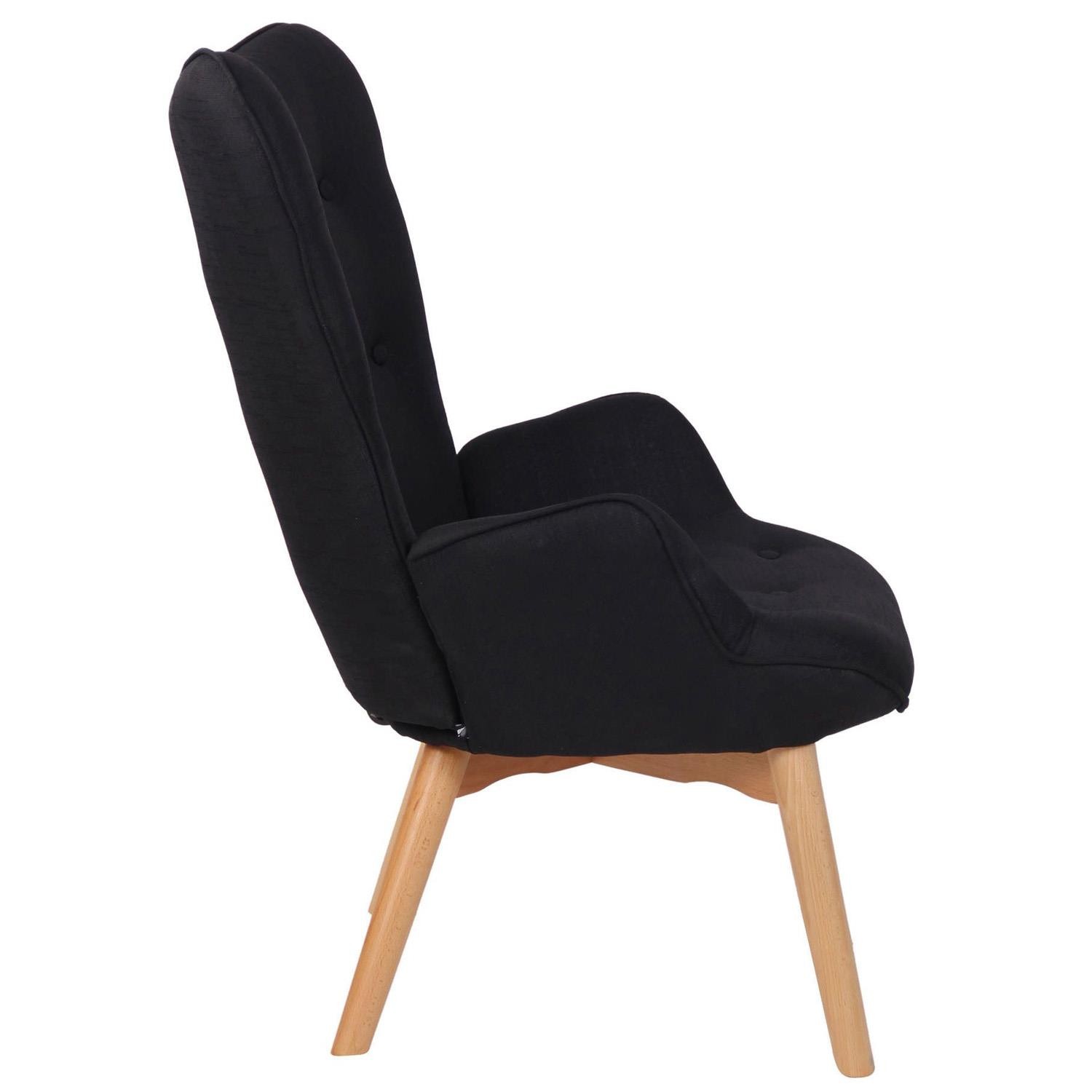 Silla de Confidente VILMA, Gran Acolchado, Patas Claras, en Tela color Negro