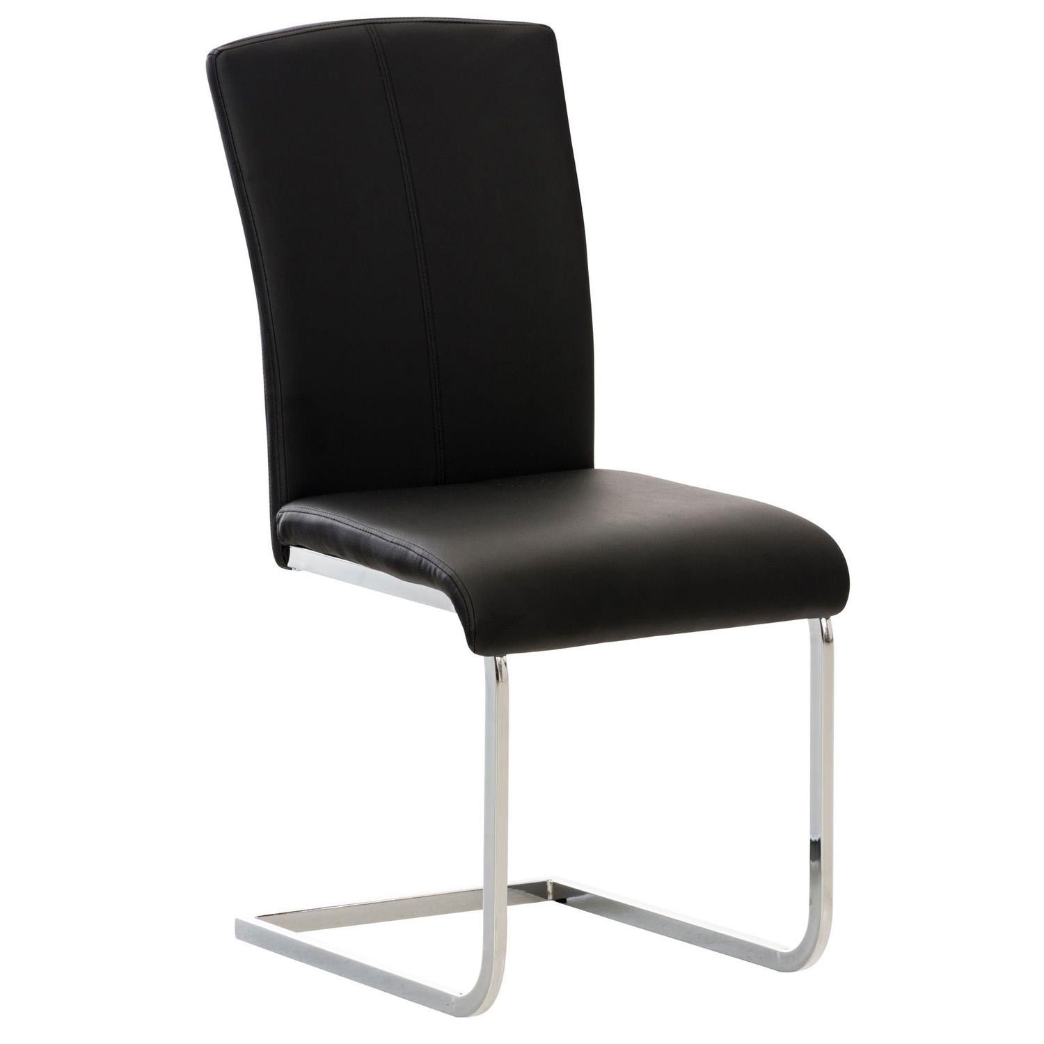 Silla de Confidente FOSTER, Gran Acolchado, Estructura Metálica, en Piel color Negro
