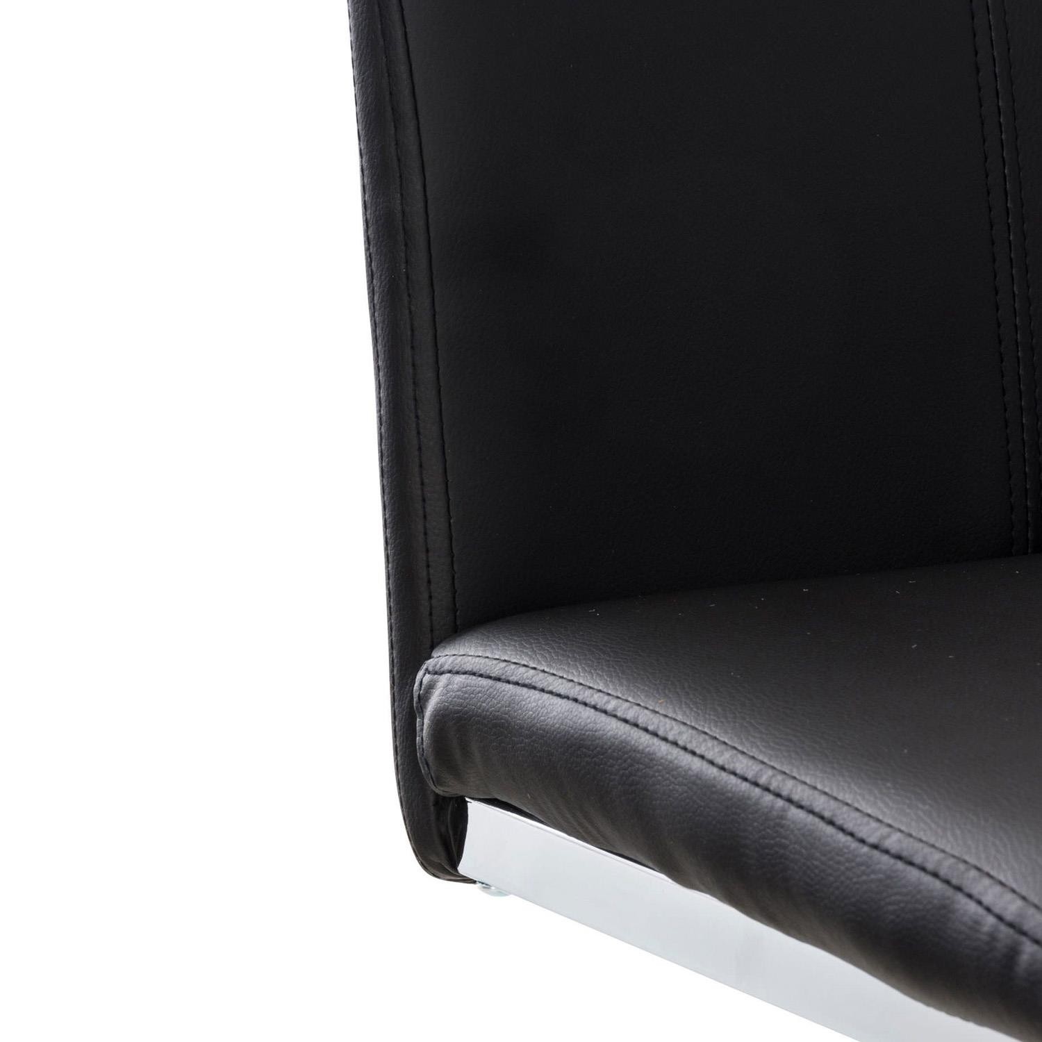 Silla de Confidente FOSTER, Gran Acolchado, Estructura Metálica, en Piel color Negro