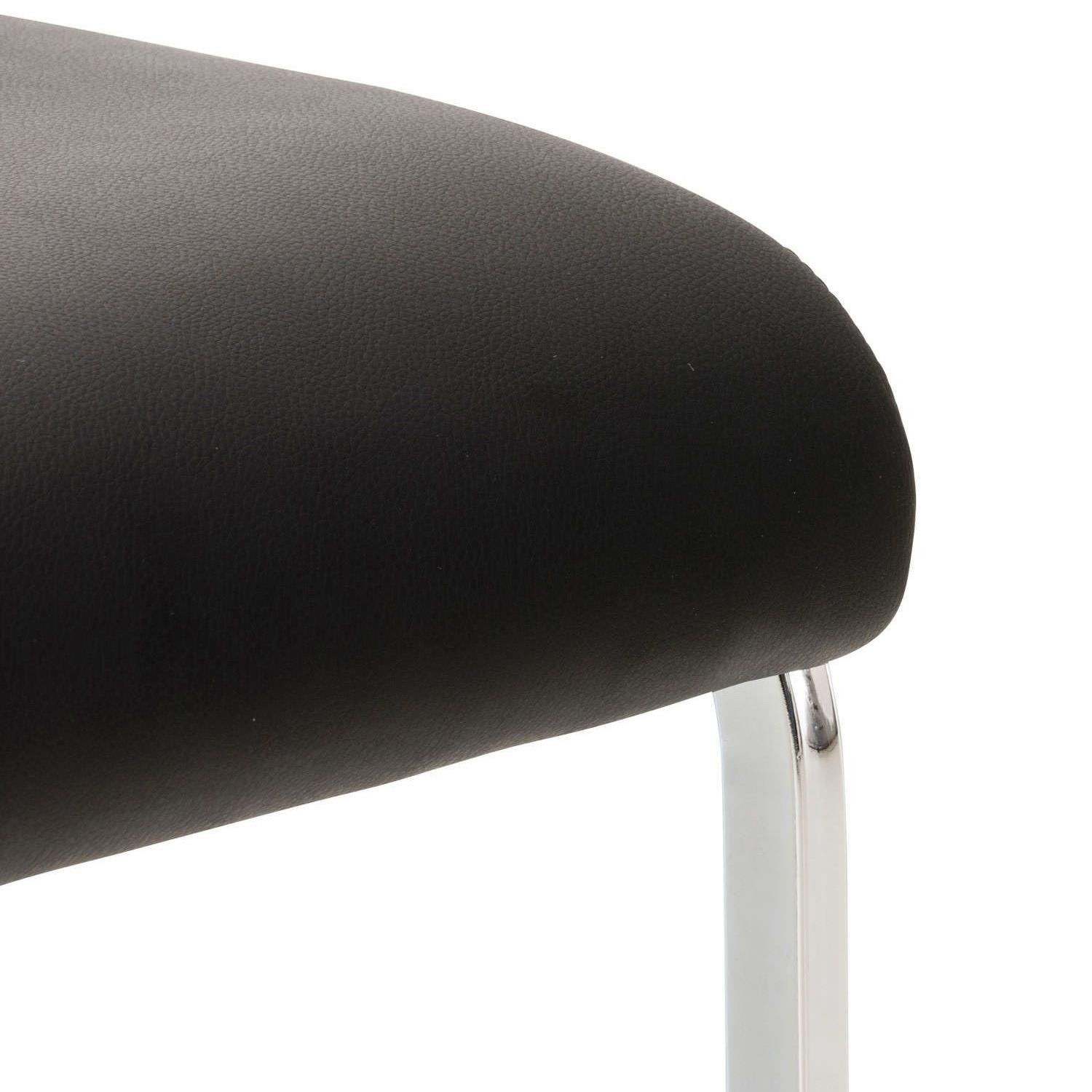 Silla de Confidente FOSTER, Gran Acolchado, Estructura Metálica, en Piel color Negro