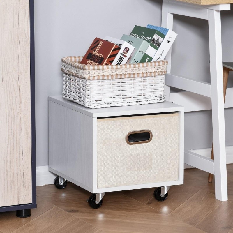 Archivador con Rueda JOY, 36x40x35 cm, Madera Color Blanco