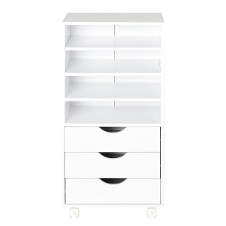 Armario auxiliar con ruedas LISY, bonito diseño, en madera color Blanco 2